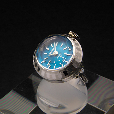 セイコー リングウオッチ ブルーダイアル カット風防 レディースアンティークウオッチ 分解掃除済み