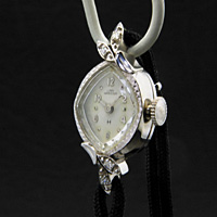 ハミルトン レディーハミルトン 菱形フェイス 14KWGケース ダイヤ装飾 レディースアンティークウオッチ