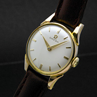 オメガ パールホワイトダイアル バーインデックス 手巻き レディースアンティークウオッチ 分解掃除済み