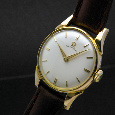 オメガ パールホワイトダイアル バーインデックス 手巻き レディースアンティークウオッチ 分解掃除済み