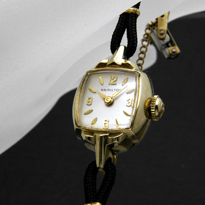 ハミルトン 12・3・6・9アラビックインデックス 10KRGPケース レディースアンティークウオッチ