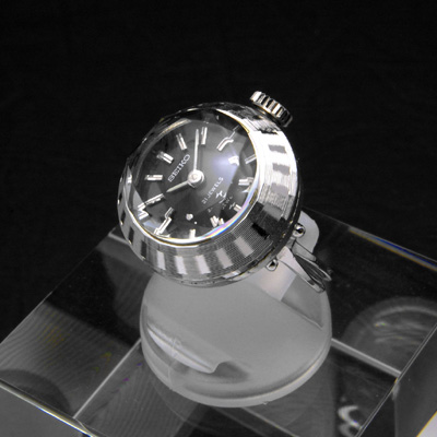 セイコー リングウオッチ チャコールグレー カット風防 レディースアンティークウオッチ 分解掃除済み