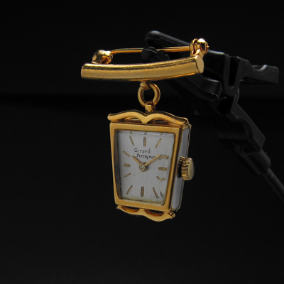 ジラール・ペルゴ ブローチウオッチ 逆台形ケース ツートーン アンティーク 手巻き レディース