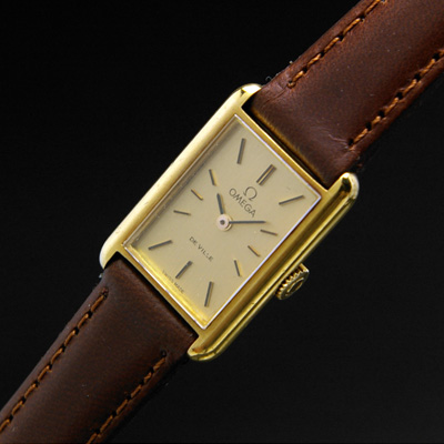 オメガ デ・ビル レクタングルケース 18K ゴールドダイアル レディースアンティークウオッチ