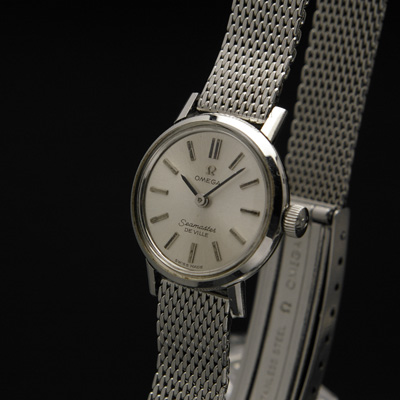 オメガ シーマスター デ・ビル ラウンド シルバーダイアル レディースアンティークウオッチ