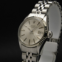 ロレックス オイスターパーペチュアルデイト レディース シルバー文字盤 Ref.6517 分解掃除済み