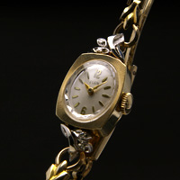 エルジン ダイヤ装飾 10KRGP 楕円文字盤 アンティーク 手巻き レディースウオッチ