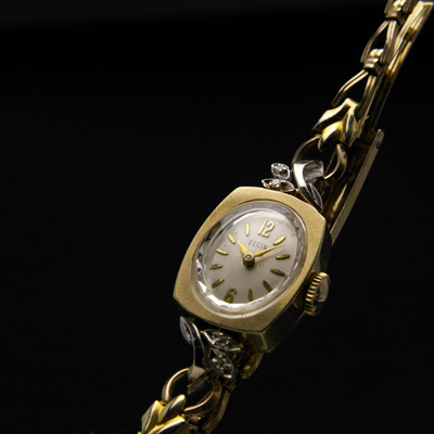 エルジン ダイヤ装飾 10KRGP 楕円文字盤 アンティーク 手巻き レディースウオッチ 02