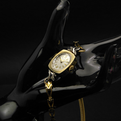 エルジン ダイヤ装飾 10KRGP 楕円文字盤 アンティーク 手巻き レディースウオッチ 03