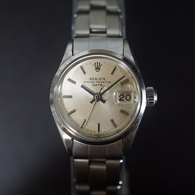 ロレックス オイスターパーペチュアルデイト レディース シルバー文字盤 Ref.6516 分解掃除済み
