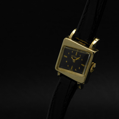 ルクルト パラレログラムブラックダイアル 10KGFケース レディースアンティークウオッチ