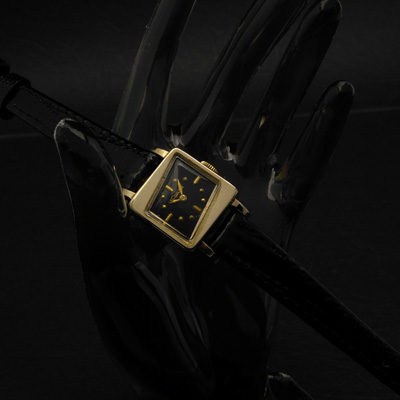 ルクルト パラレログラムブラックダイアル 10KGFケース レディースアンティークウオッチ 03