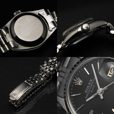 ロレックス オイスターパーペチュアルデイト レディース 黒文字盤 Ref.6517 分解掃除済み 03