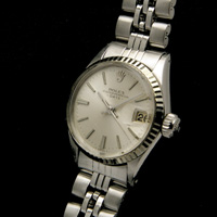 ロレックス オイスターパーペチュアルデイト レディース シルバー文字盤 Ref.6517 分解掃除済み