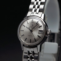 オメガ ジュネーブ オートマチック デイト シルバーダイアル レディースアンティークウオッチ 美品