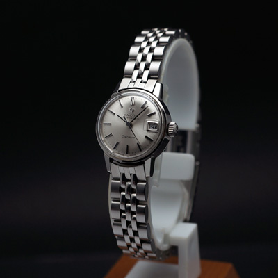 オメガ ジュネーブ オートマチック デイト シルバーダイアル レディースアンティークウオッチ 美品