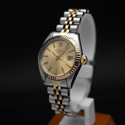 ロレックス オイスターパーペチュアルデイト コンビ レディース ゴールド文字盤 Ref.6917 1980年製造