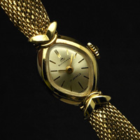 ブッフェラー 手巻き シルバーダイアル ロズンジシェイプ メッシュベルト レディースアンティークウオッチ