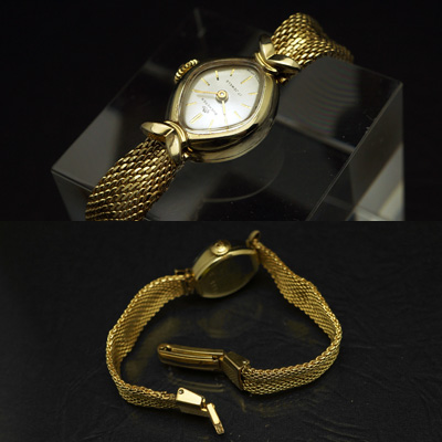 ブッフェラー 手巻き シルバーダイアル ロズンジシェイプ メッシュベルト レディースアンティークウオッチ 03