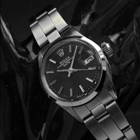 ロレックス オイスターパーペチュアルデイト レディース 黒文字盤 Ref.6516 良品