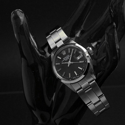 ロレックス オイスターパーペチュアルデイト レディース 黒文字盤 Ref.6516 良品