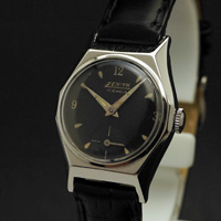 ゼニス スモールセコンド 黒文字盤 3・6・9・12アラビックインデックス 手巻き レディースアンティークウオッチ