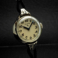 エルジン アラビア数字インデックス ブルースチールハンド 10KWGRGP レディースアンティークウオッチ 分解掃除済み