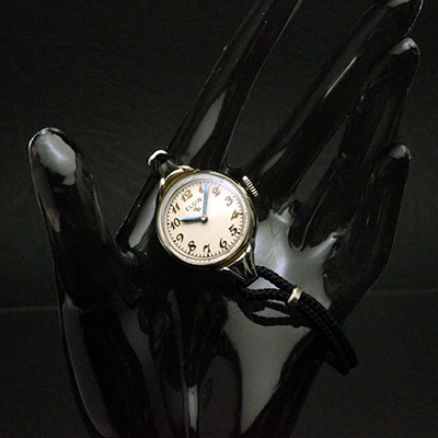 エルジン アラビア数字インデックス ブルースチールハンド 10KWGRGP レディースアンティークウオッチ 分解掃除済み