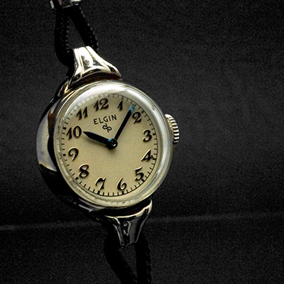エルジン アラビア数字インデックス ブルースチールハンド 10KWGRGP レディースアンティークウオッチ 分解掃除済み 02