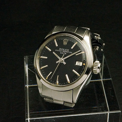 ロレックス オイスターパーペチュアルデイト レディース 黒文字盤 Ref.6516