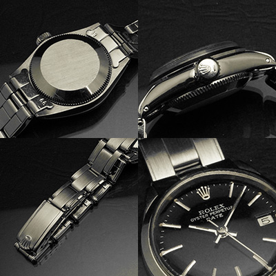 ロレックス オイスターパーペチュアルデイト レディース 黒文字盤 Ref.6516 03