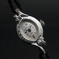 ブローバ ダイヤ装飾 アーモンド型ケース 手巻き アンティークレディースウオッチ