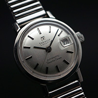 ティソ シースター セブン デイト オートマチック シルバーダイアル レディースアンティークウオッチ