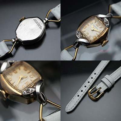 キャラベル トノー型フェース コンビ 手巻き アンティークレディースウオッチ 03