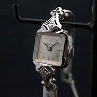 ブローバ ダイヤ装飾 14KWGケース 手巻き レディースウオッチ アンティーク