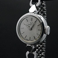 オメガ 手巻き アンティークウオッチ シルバーダイアル メッシュブレス レディース