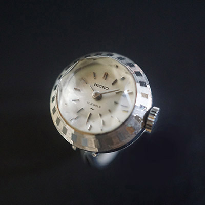 セイコー リングウオッチ シルバー カット風防 レディースアンティークウオッチ