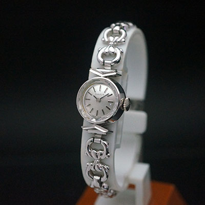 ティソ シルバーダイアル クリスタル風防 レディースアンティークウオッチ 良品