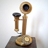 英国製 アンティーク電話機 ゴールド 縦型 ウェーブ