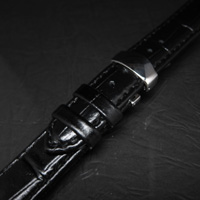 腕時計用 革ベルト 18mm Dバックル仕様 ブラック