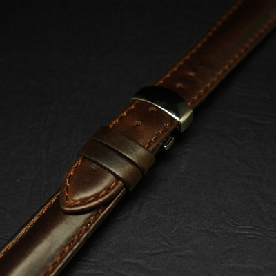 腕時計用 革ベルト 18mm Dバックル仕様 ブラウン プレーン 01